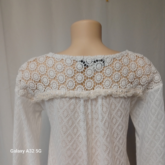 Curio New York Size Pm Elegant White Lace Blouse - Picture 3 of 11